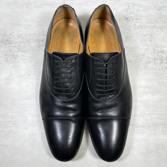 Gucci Leather Cap Toe Oxford Dress Shoes - Men's Size 10.5 / US 11 - Black - Picture 7 of 14
